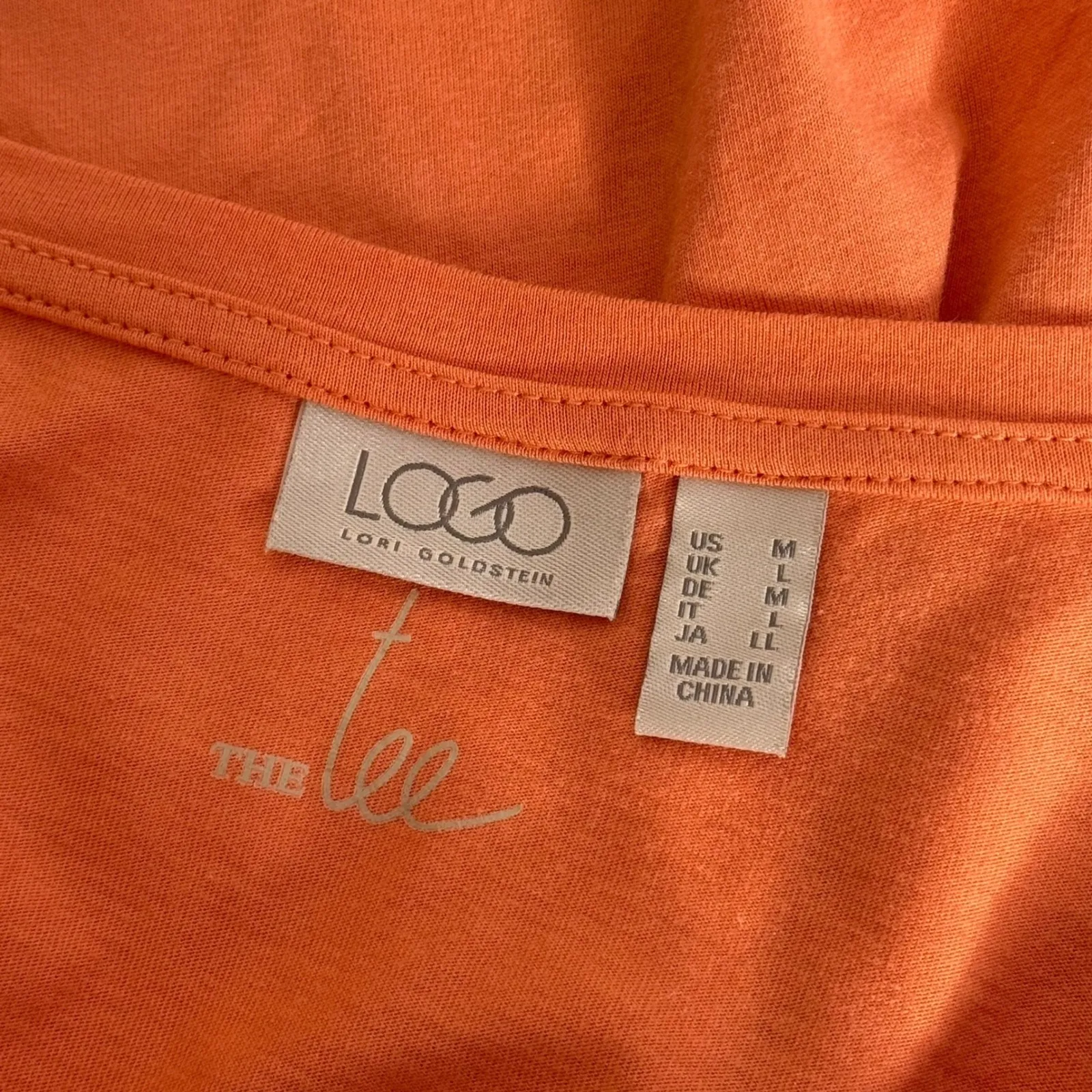 LOGO by Lori Goldstein The Tee Short Sleeve V Neck Top Size M Orange Minimalist‎ - Image 2