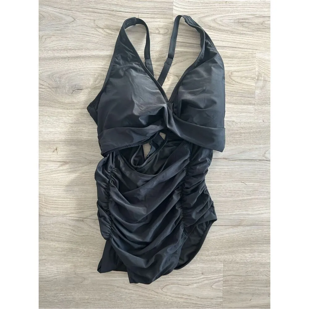 NEW 1 Pc Swimsuits Push Up Tummy Control Bathing Suits V Neck 2X - Image 3