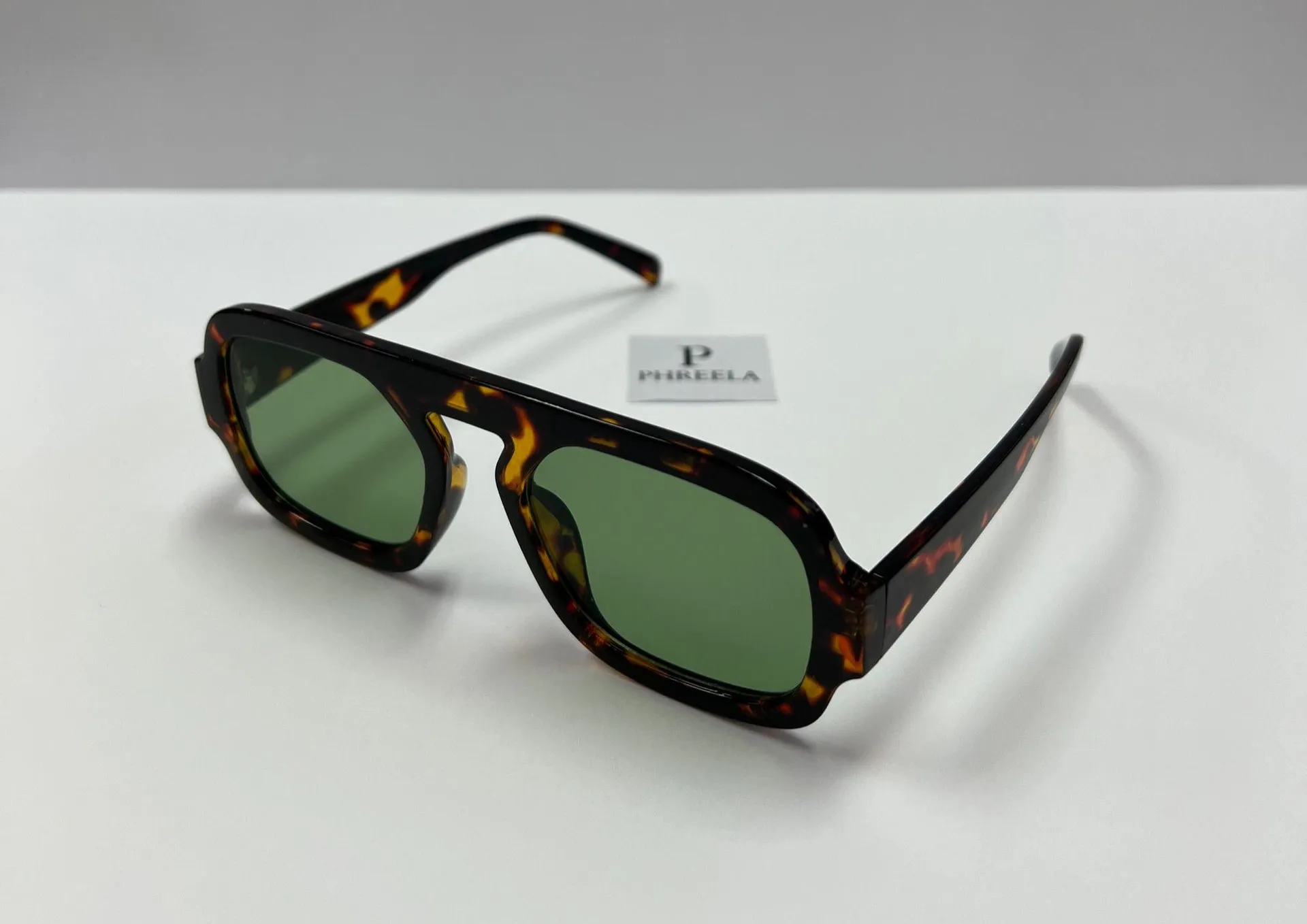 Brown aviator sunglasses with green lenses / green lenses aviator sunglasses - Image 2