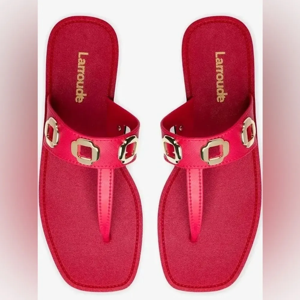 Larroudé Milan‎ Slide Cushioned Sandal (Women), Scarlett Red, Size 8/9, NWT - Image 4