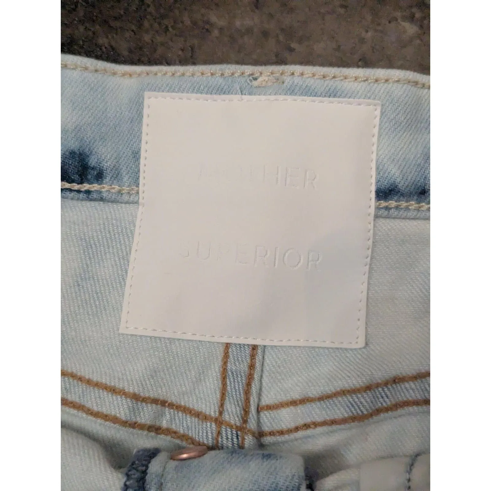 MOTHER Superior The Tomcat Kick Fray Shorts 31 Tie Dye Acid Wash Cut Off Blue - Image 3