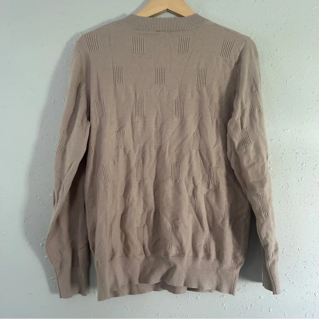 Cream Tan Crew Neck Sweater Lightweight Knit Casual Neutral Soft Comfy XL - Image 4