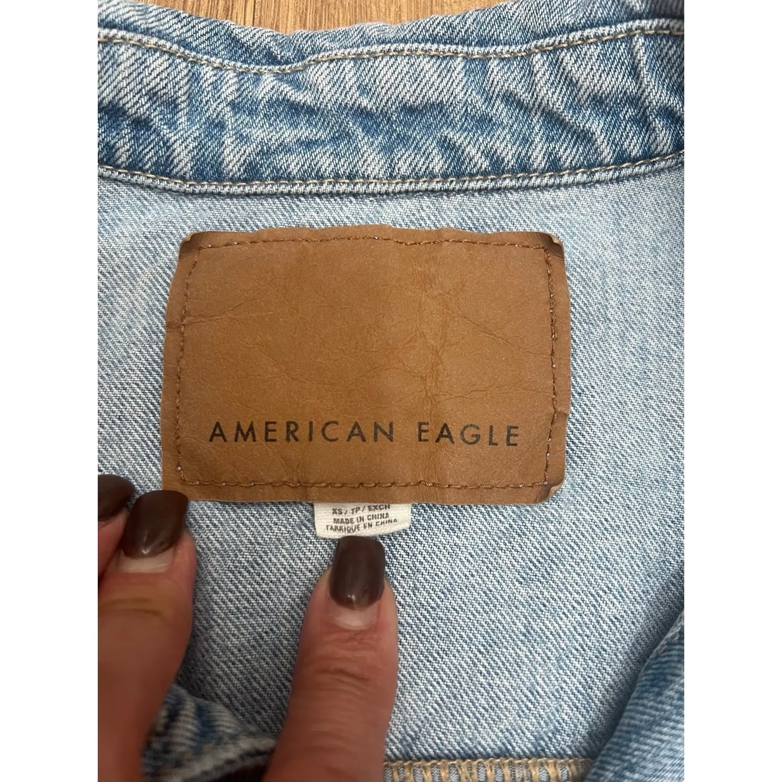 American Eagle Cropped Jean Jacket‎ Sz XS100% cotton Blue - Image 5