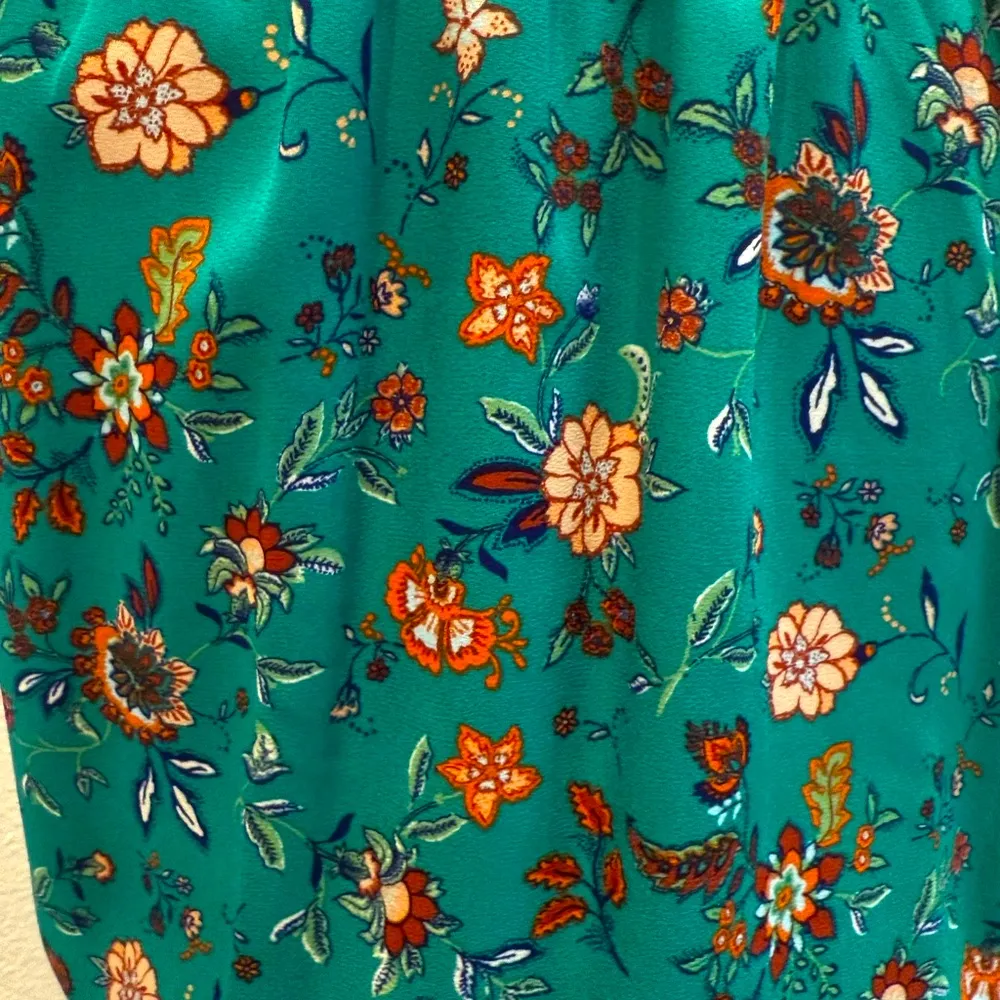 Miami Teal Floral Smocked Waist Halter Dress – Size M - Image 4
