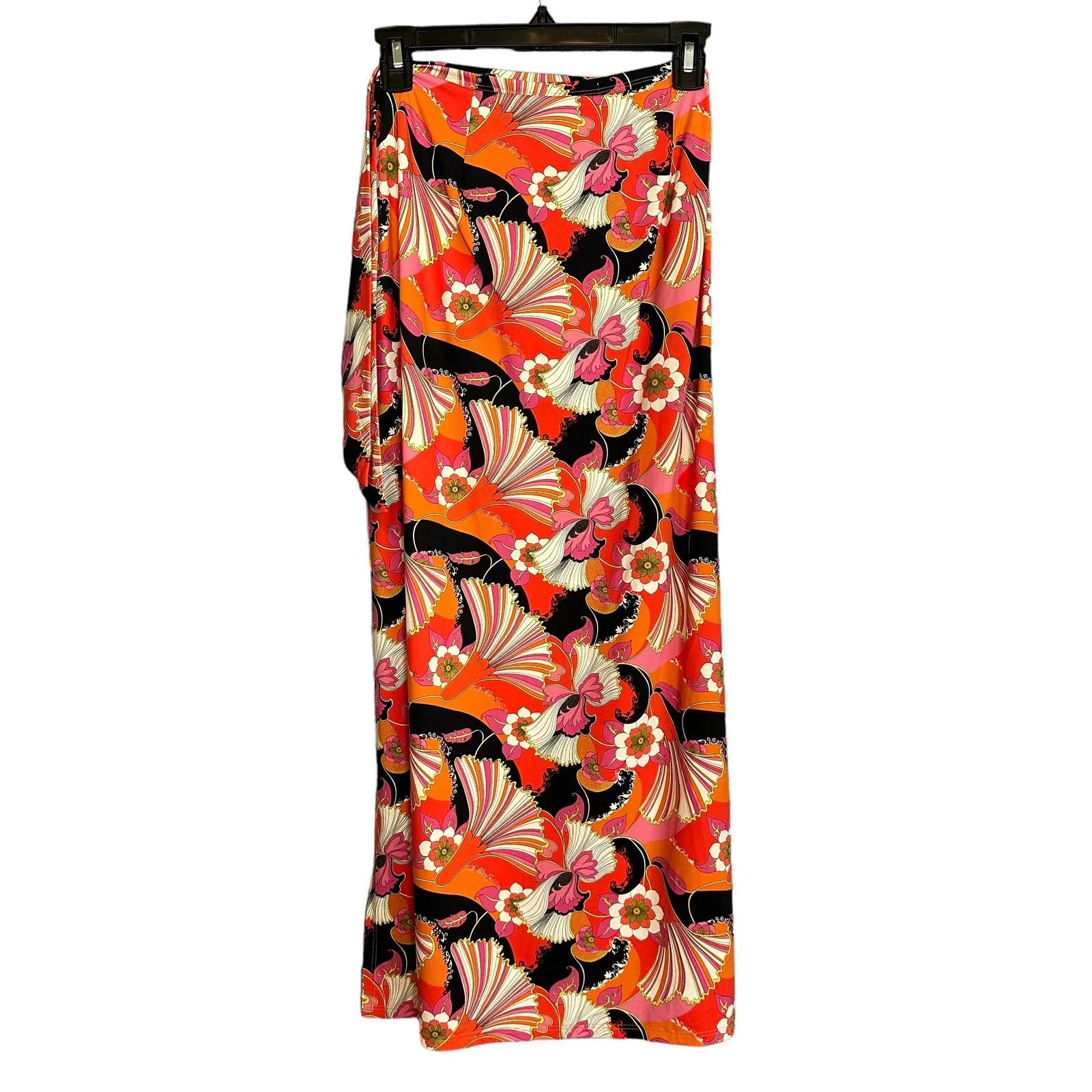 Ronny Kobo Floral Midi Wrap Skirt SMALL Sarong Slit Designer Vacation $228 NEW White - Image 4
