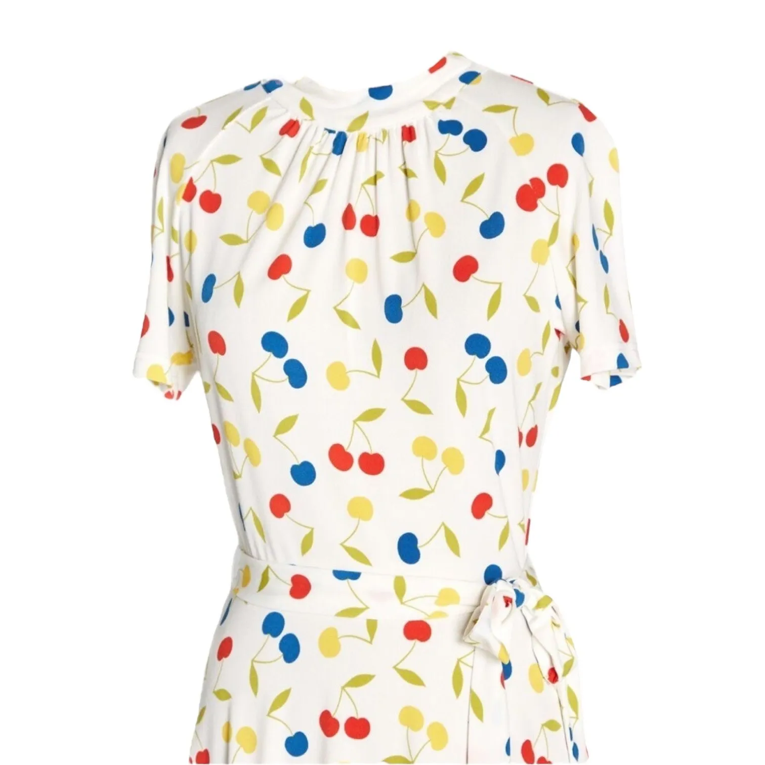 ModCloth Cherry Print retro swing Fit & Flare Dress mock neck & belt XL - Image 16