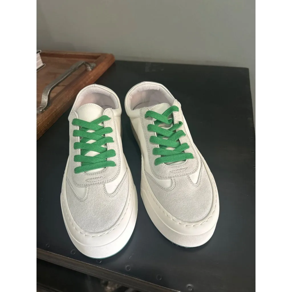 The Row Marley Suede Paneled Leather Sneakers Milk White Womens Size 35 5 - Image 10