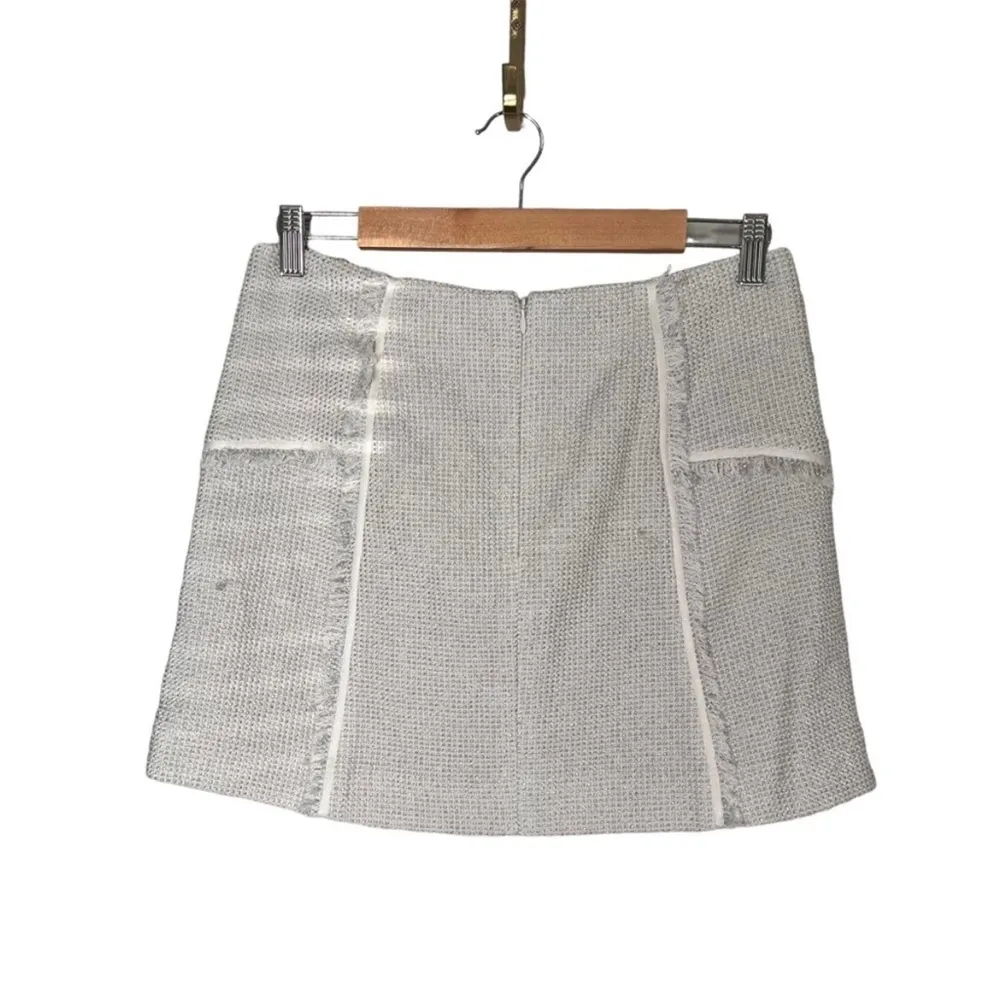 Veronica Beard Starck skirt ivory silver tweed fringe mini skirt size 10 - Image 6