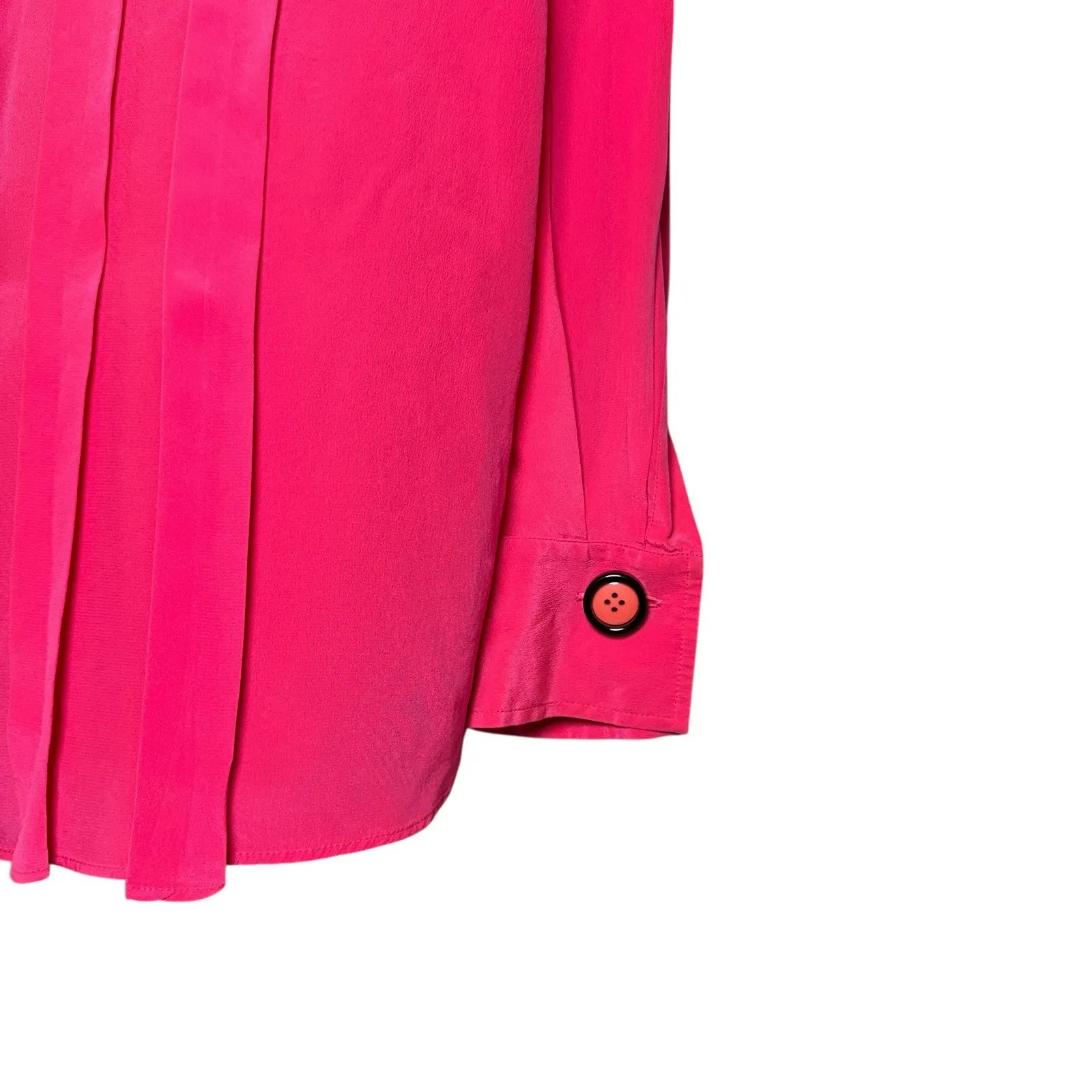 VTG Gianfranco Ferré Women's‎ Silk Blouse Pink Pleated Italy Size 40 Bold 80s Size M - Image 7