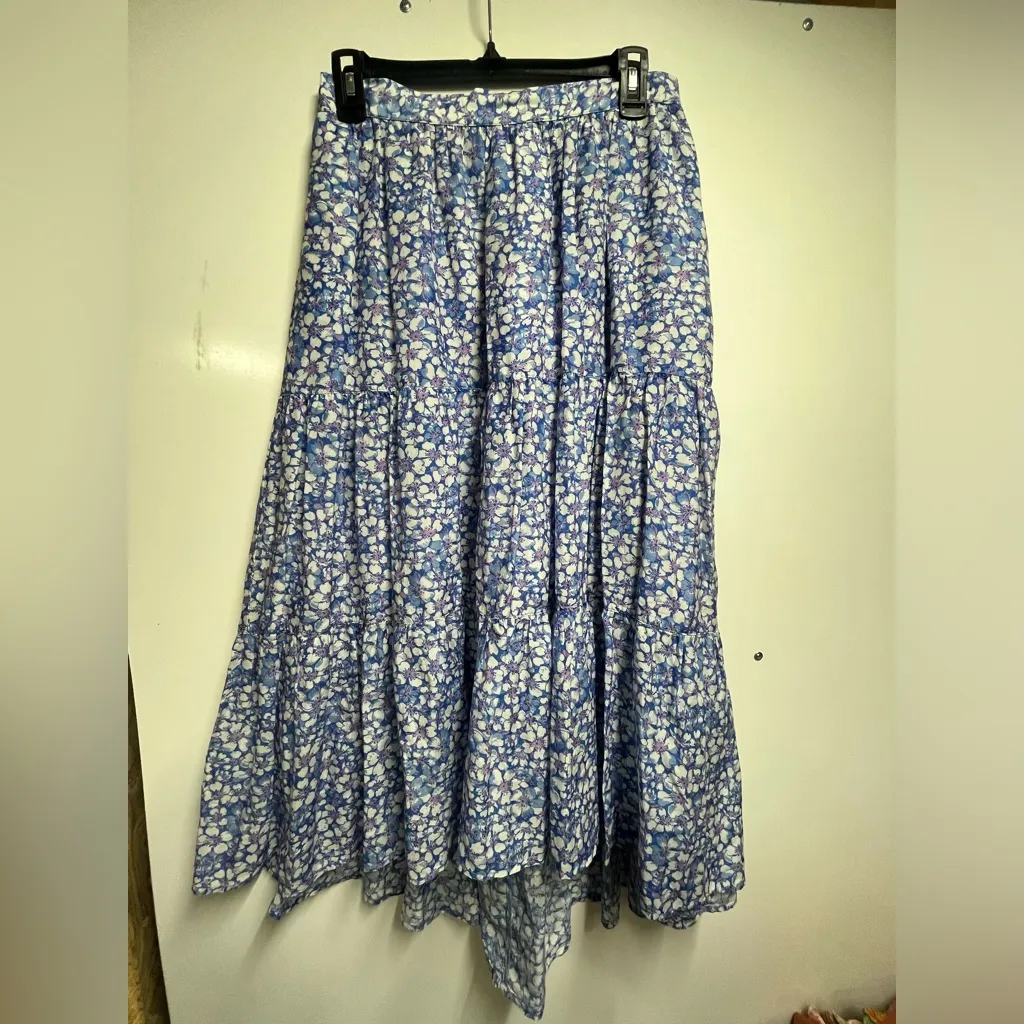 Xirena NEW NWT Iris Skirt blue bell Cotton Silk Lightweight Tiered Size Small - Image 4