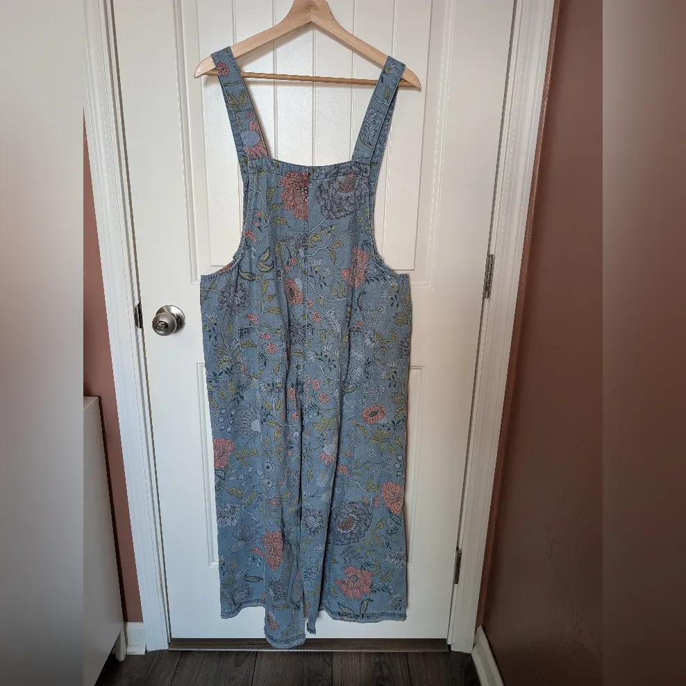 NWT Three Bird Nest Floral High Hopes Slouchy Overalls Medium Blue/Pink Pink - Image 2