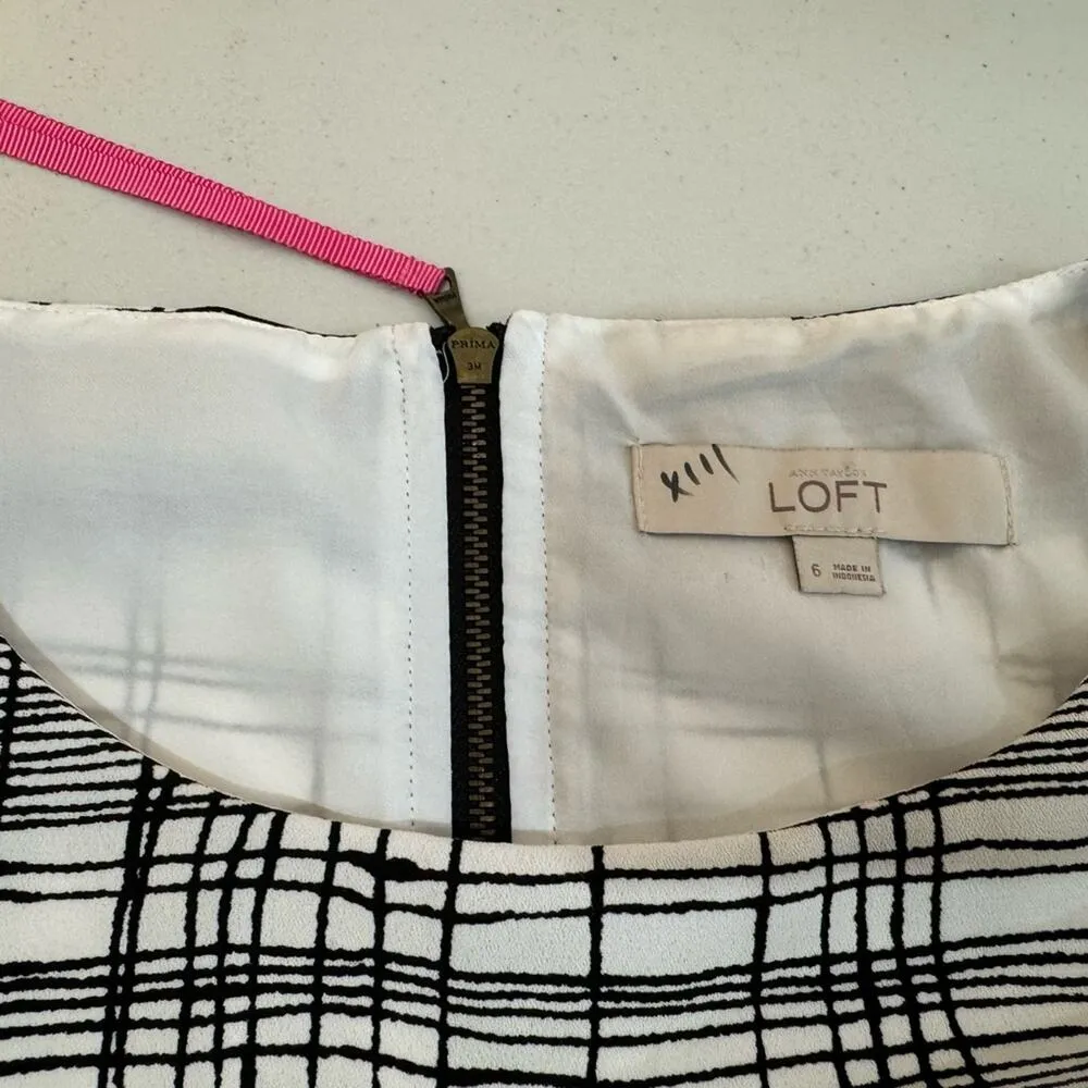 Ann Taylor LOFT Mini Dress Size 6 Drop Waist Floral Plaid Business Casual - Image 4