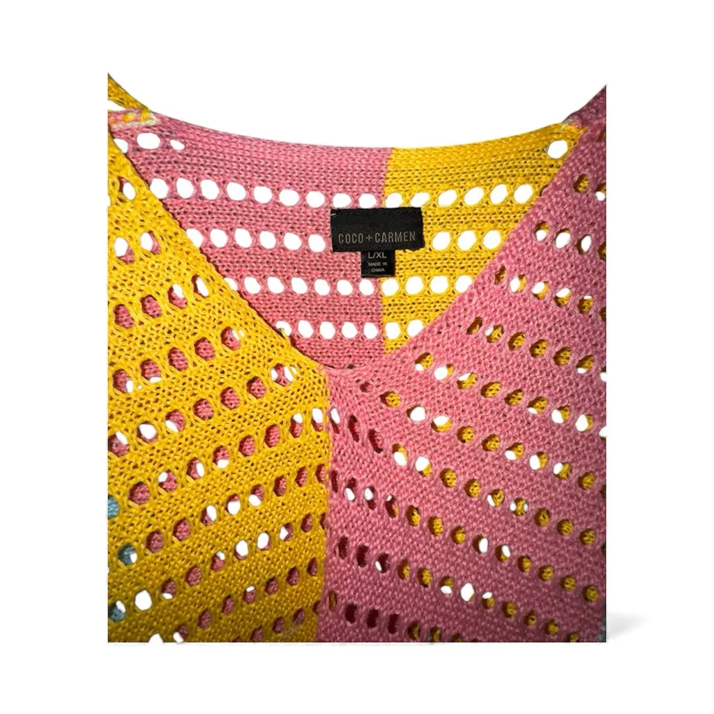 Coco + Carmen  Multicolor Crochet Top Size L/XL - Image 3