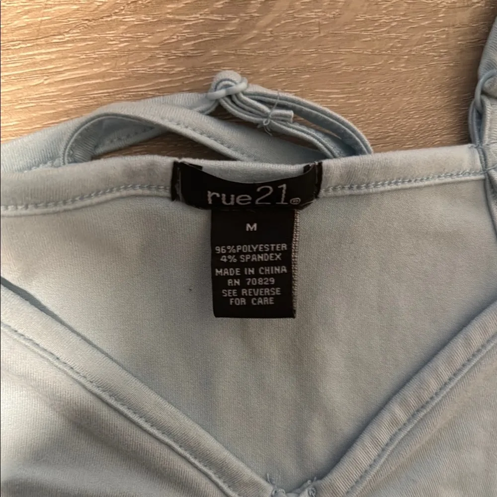 Rue21 Blue Ruched Tie Front Crop Tank Top - Image 4