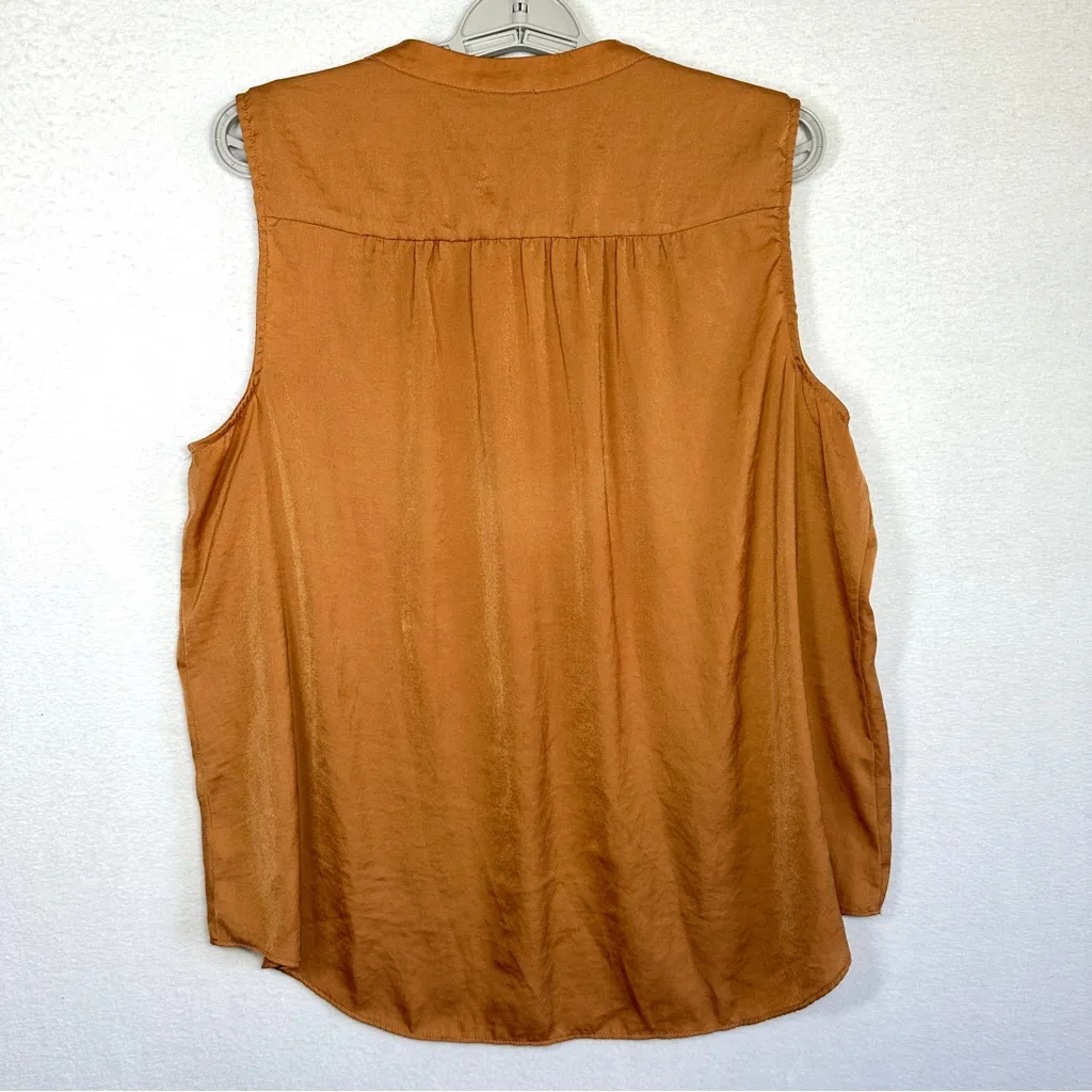 Vince Camuto Sleeveless Top XL Rust Orange V Neck Tank Blouse Fall Autumn - Image 3