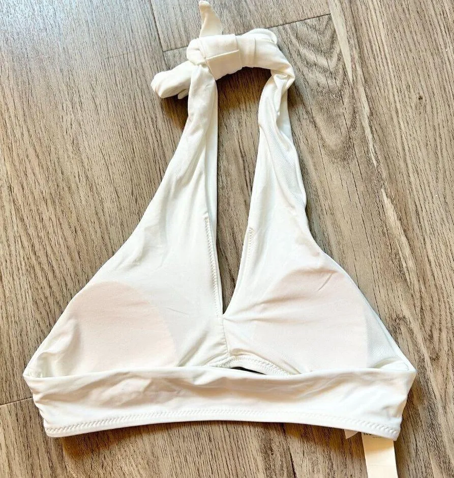 Aerie Halter Neck White Bandeau Bikini Top Size XXS NWT - Image 3
