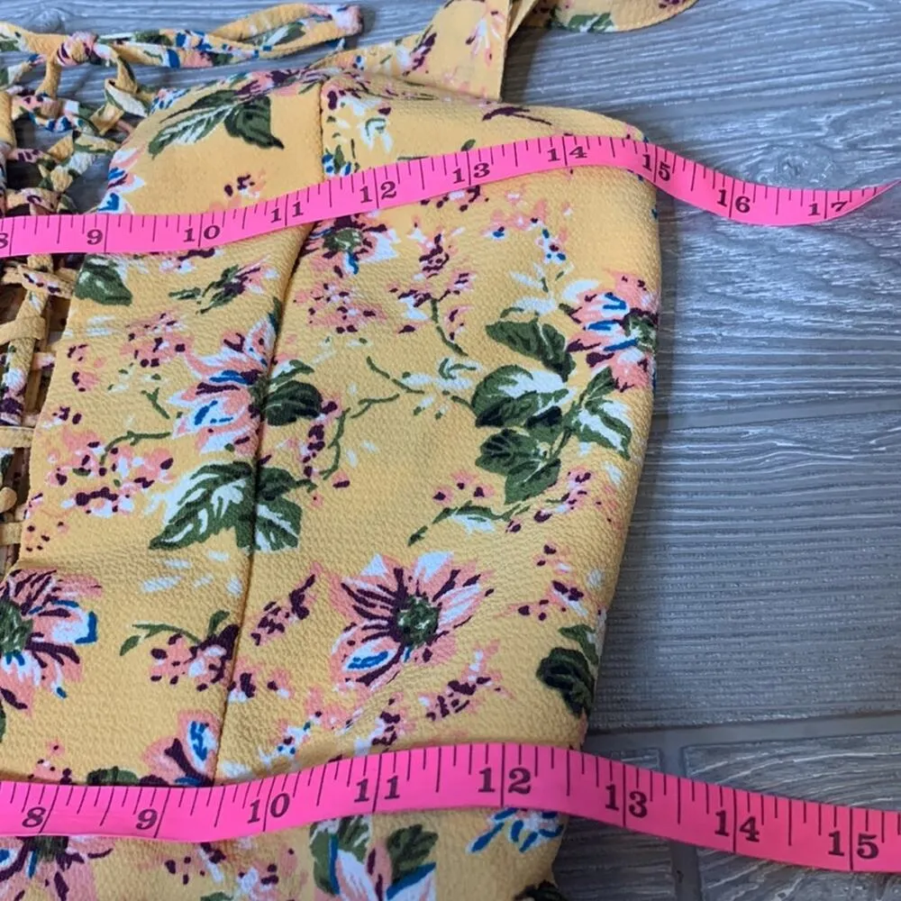 Flynn Skye Leila lace up dress squash floral print sz XS - Image 7
