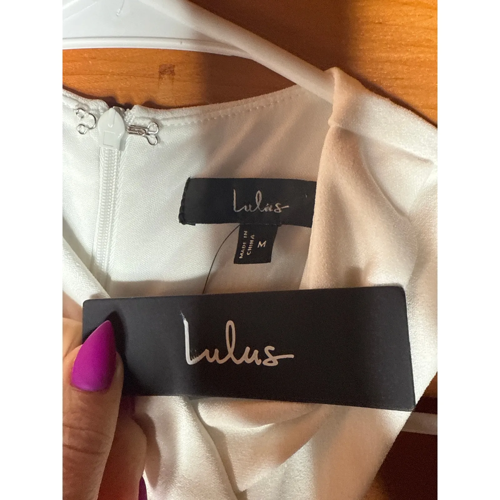 Lulus Headed to Cocktail Hour White Halter Tulip Mini Dress Engagement Bride M - Image 6