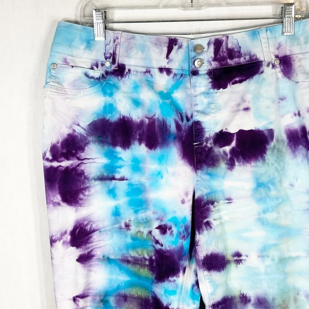 Cato Size 12 Pants Smiling River Tie Dye Handmade‎ Blue Purple Curvy Boho 1366 - Image 3