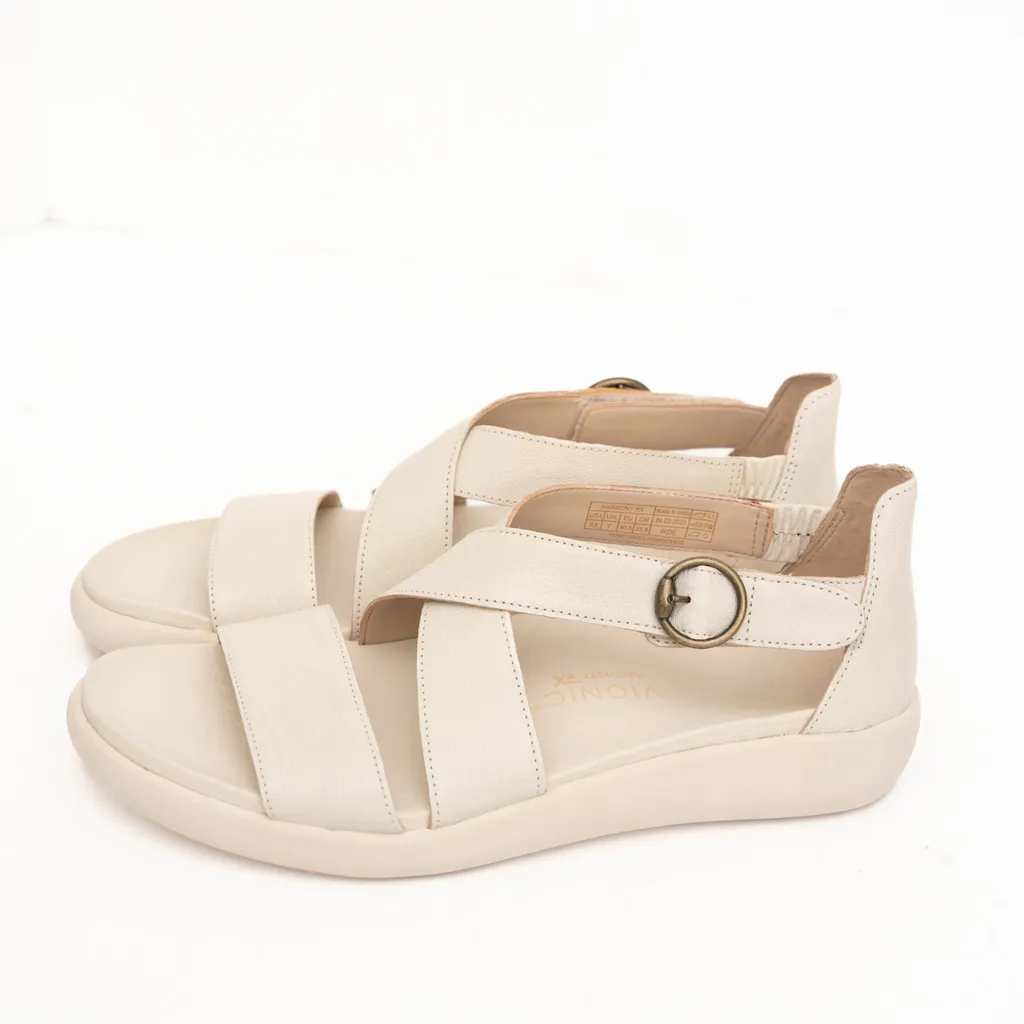 Vionic -  Harmony RX Cream Leather Comfort Sandals Size 9.5 Wide - Image 4