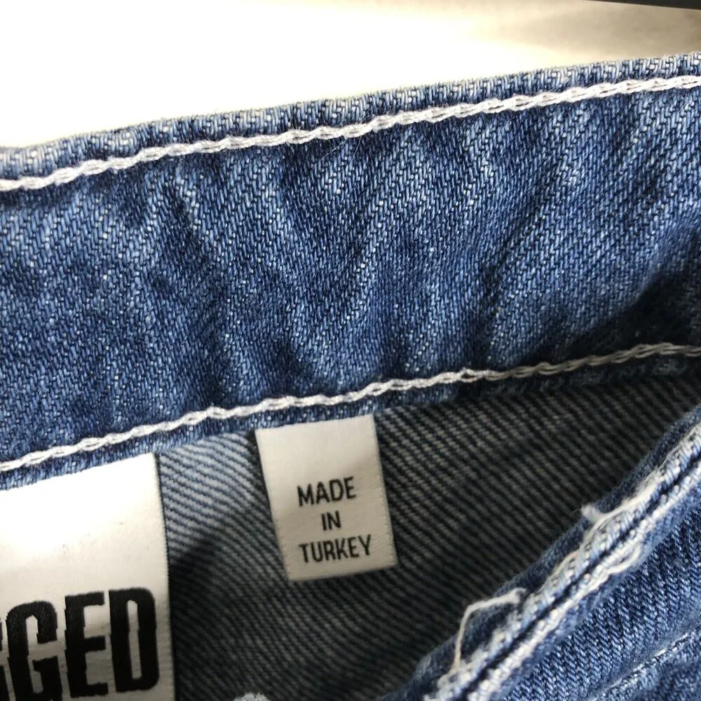 The Ragged Priest High Waisted Multi Blue Patchwork Denim Mom Jeans Size 28 - Image 5