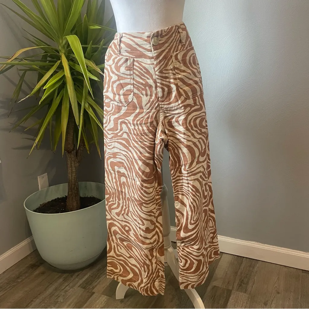 Anthropologie Maeve Colette High-Rise Zebra Print Wide-Leg Pants - Image 2