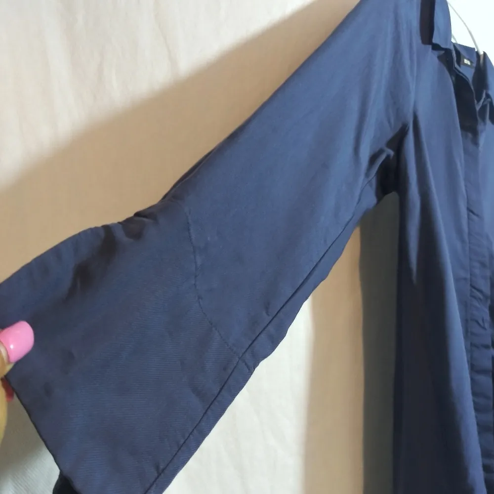 Uniqlo Skipper Collar Blue Button-Up Tunic Shirt Tencel Casual Office Size Xs - Image 5