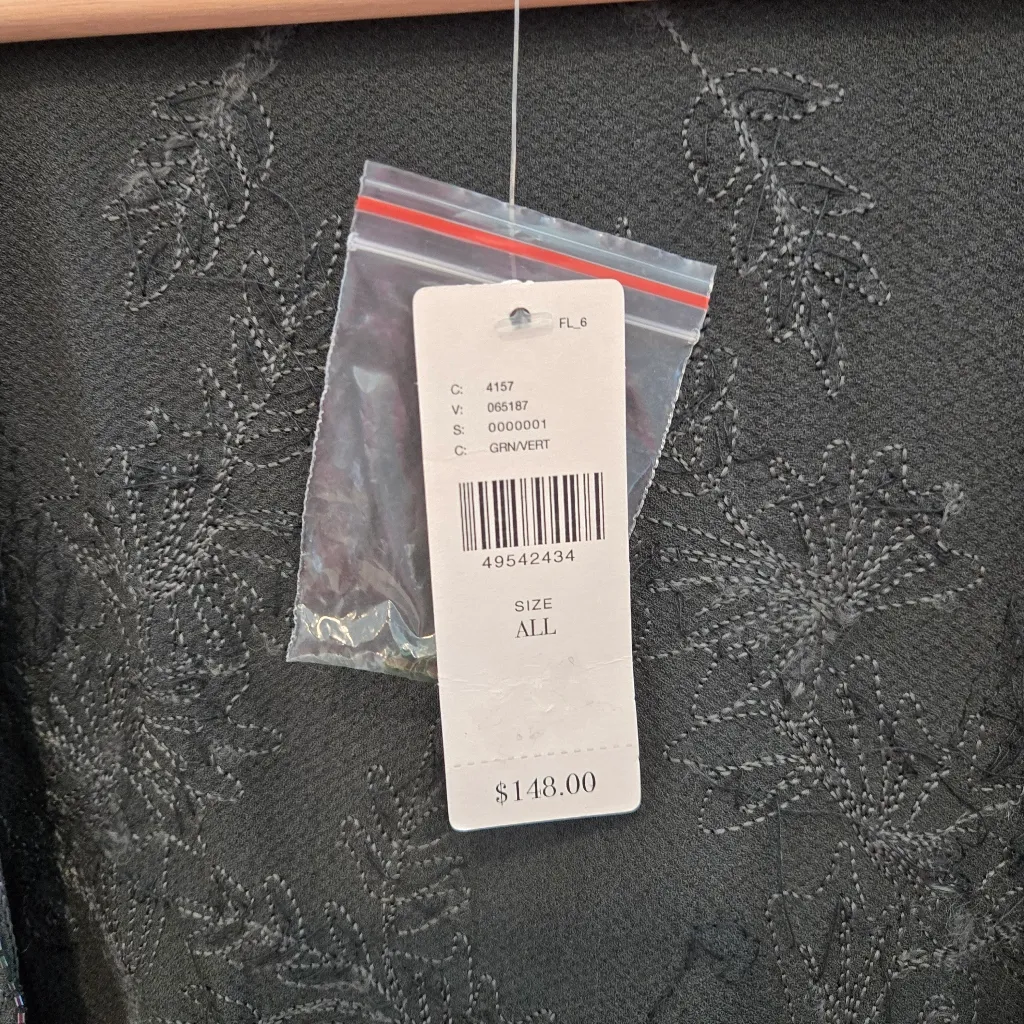 Akemi + Kin Ana Embroidered Cocoon Kimono Dark Green One Size - Image 6