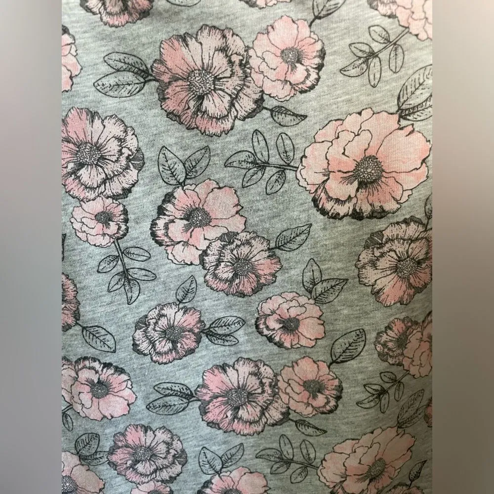 Duluth Womens Grey with Pink Floral Design Cotton Stretch Tank Top Size S Gray - Image 3