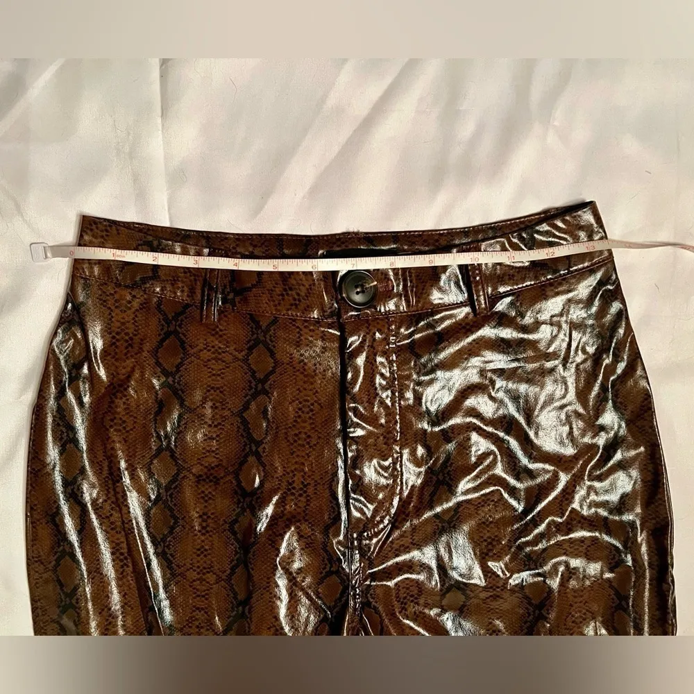 PrettyLittleThing Brown Faux Leather Snakeskin Straight Leg Pants 4 - Image 12