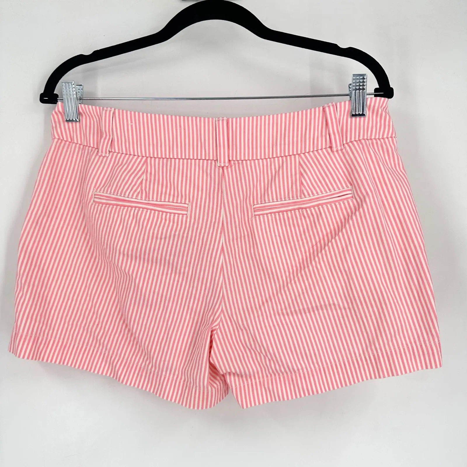 LOFT Pink White Stripe Cotton Chino Shorts Women's Size 4 Casual Beach Coastal - Image 7