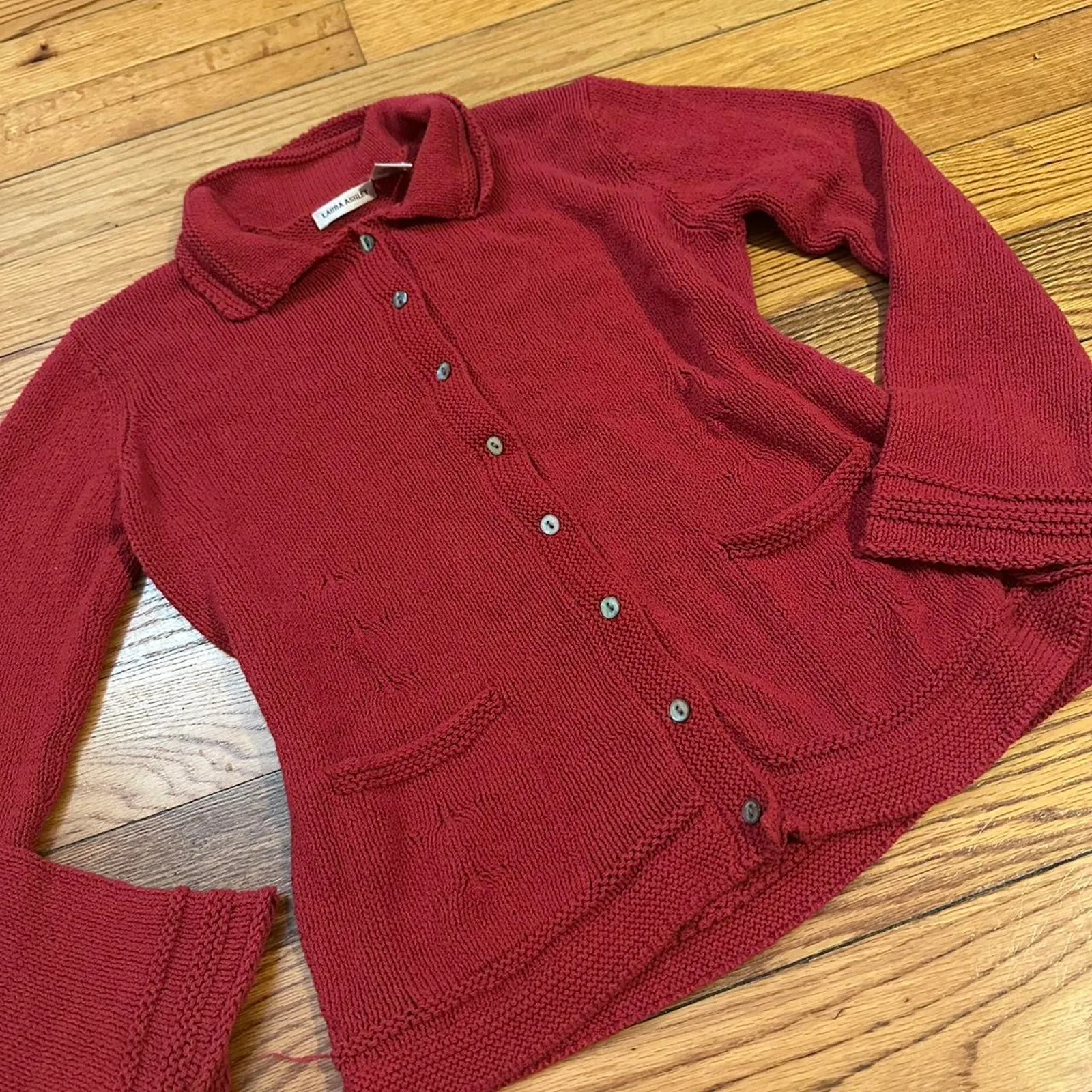 VTG Red orange laura ashley button up cardigan - Image 3