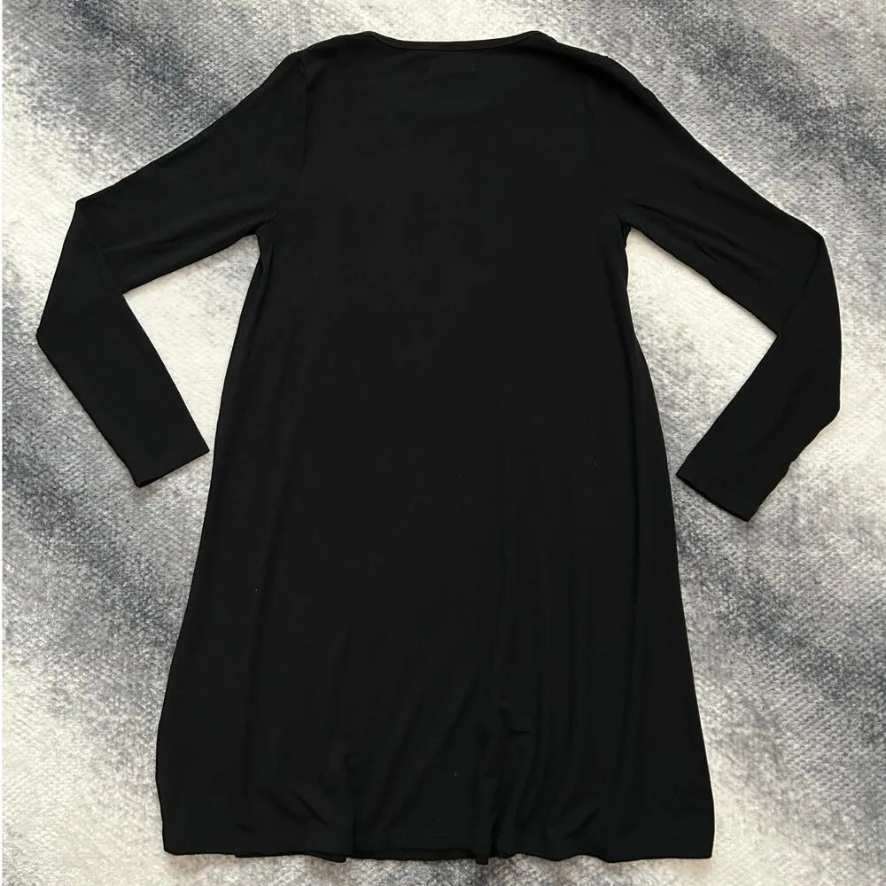 Madewell Shift Long Sleeve Mini Black T Shirt Dress Size Small Western Indie - Image 2