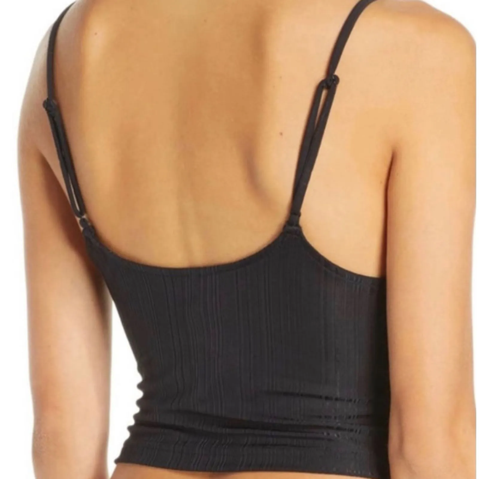 Free People Call It Crop Black Sleeveless Twist Front Sweetheart Tank Sz L - Image 10