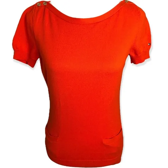 Tommy Hilfiger  Short Sleeve Pocketed Scoop Neck Pullover Sweater - Image 34