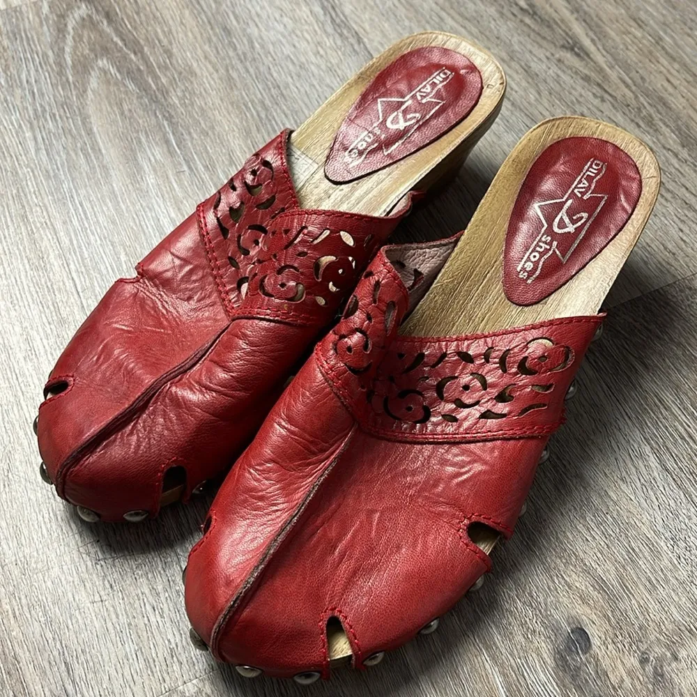 Dilav Shoes Heeled Sandal/Clog Size 38 (US 8) Red - Image 10