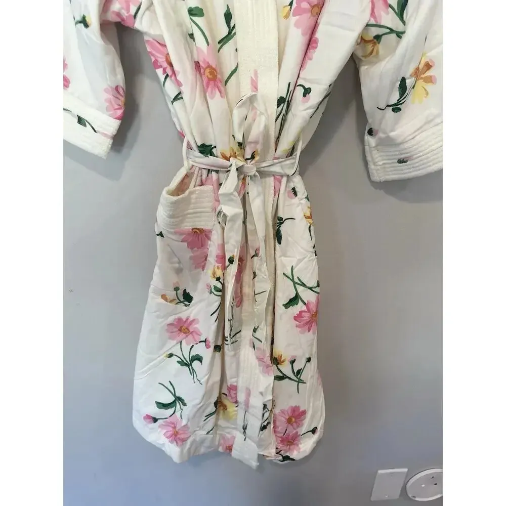 VILLAGE FAIR Bathrobe Vintage Floral Pink Robe Size Large 1495 - Image 5