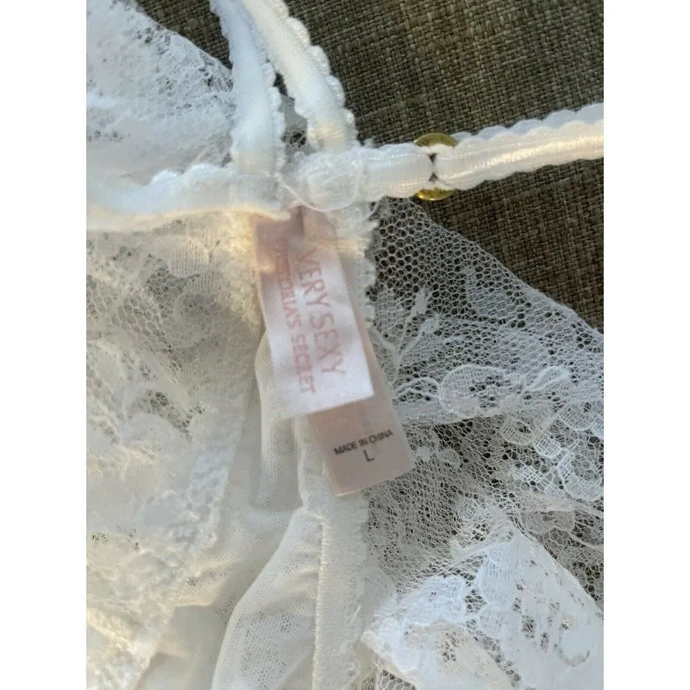 Victoria's Secret White Very Sexy Lace Babydoll Bra Cami Nightie VS Size Large - Image 5