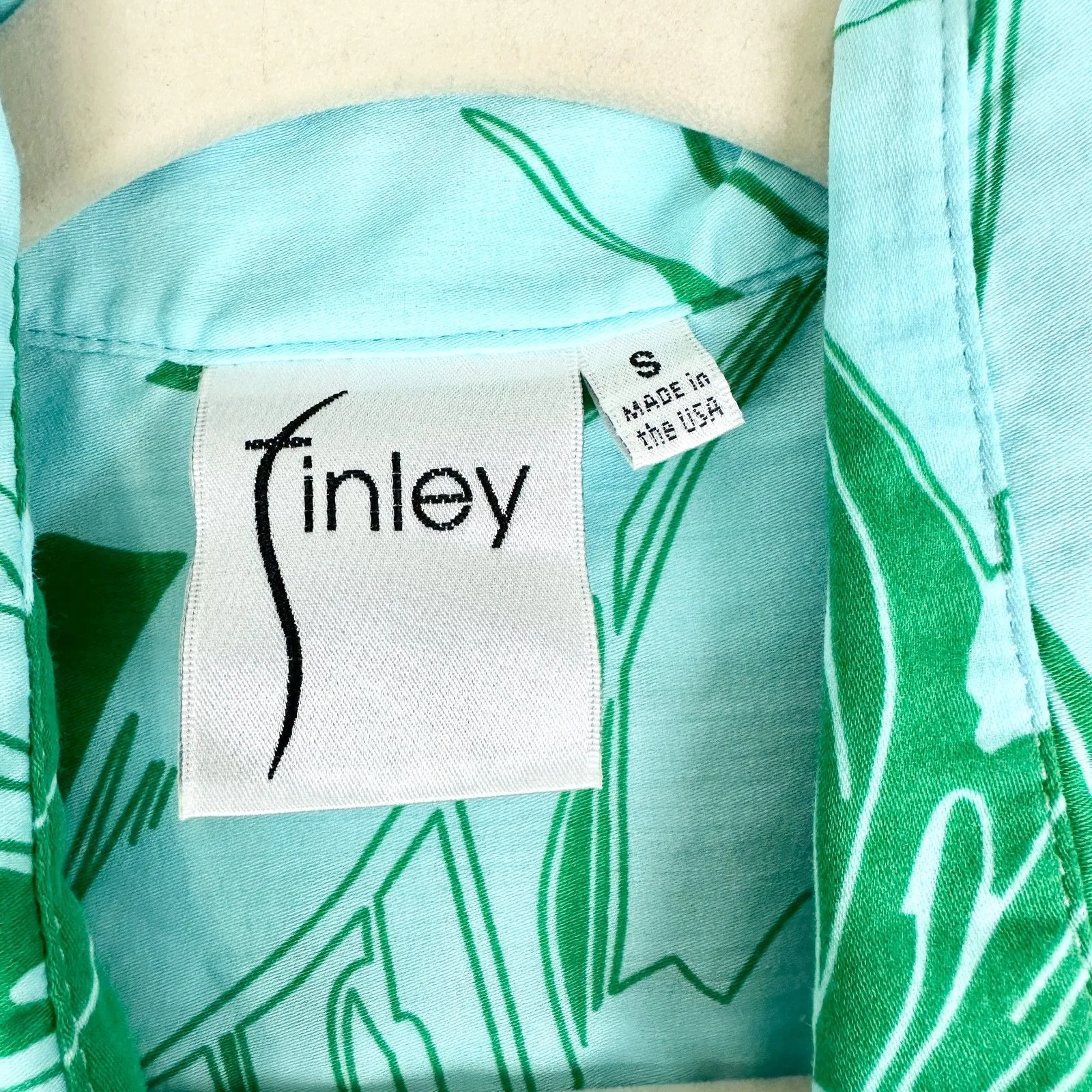 Finley Noni Palm Springs Parker Shirtdress Size Small Cotton Aquagreen Pockets Green - Image 6