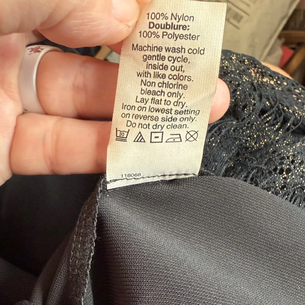 J Crew Black‎ Lace Sparkle Short Sleeve Shirt Women's XS Special Occasion Formal - Image 7