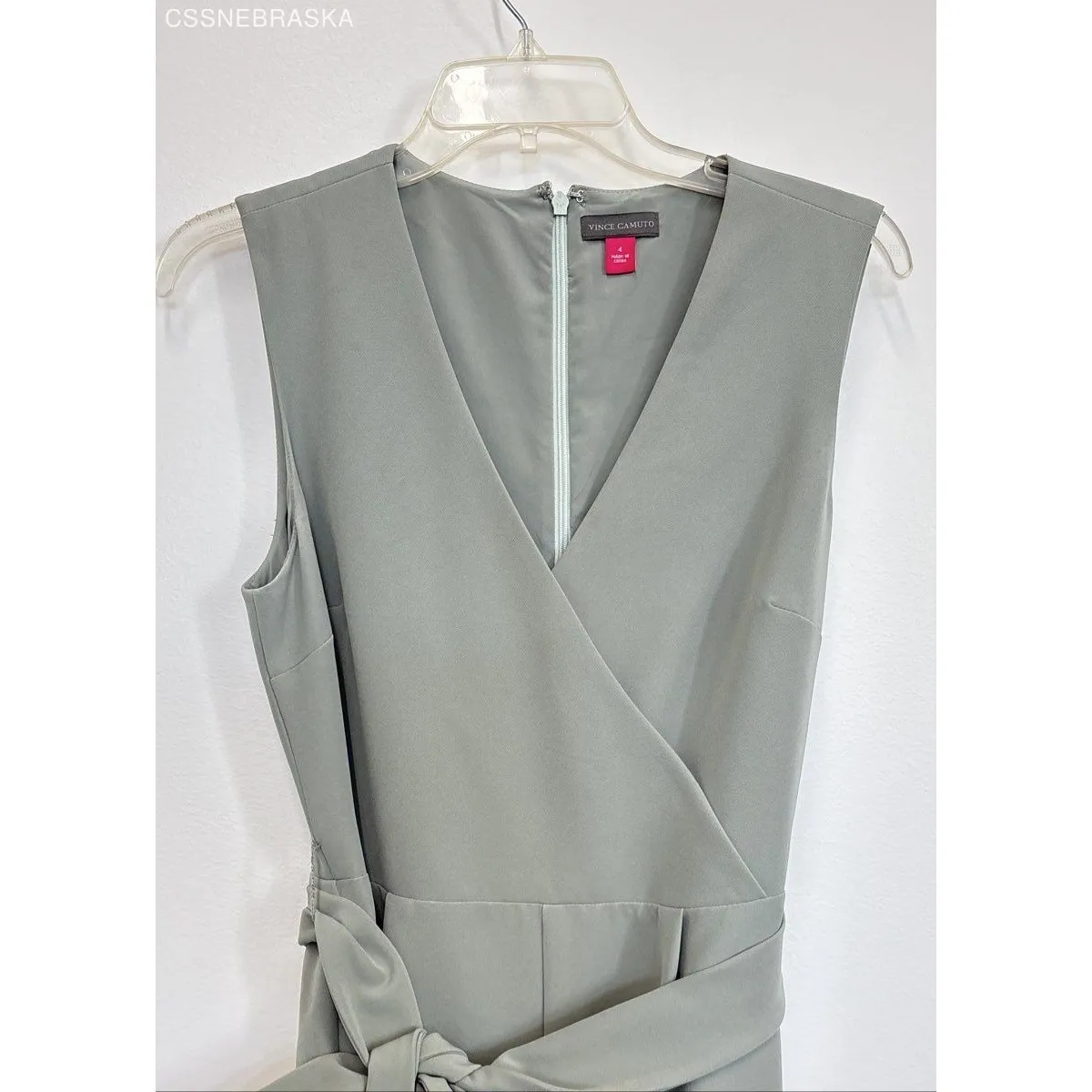 Vince Camuto Ethereal Dawn Smoked Sage Green Sleeveless Jumpsuit - Size 4 - Image 4