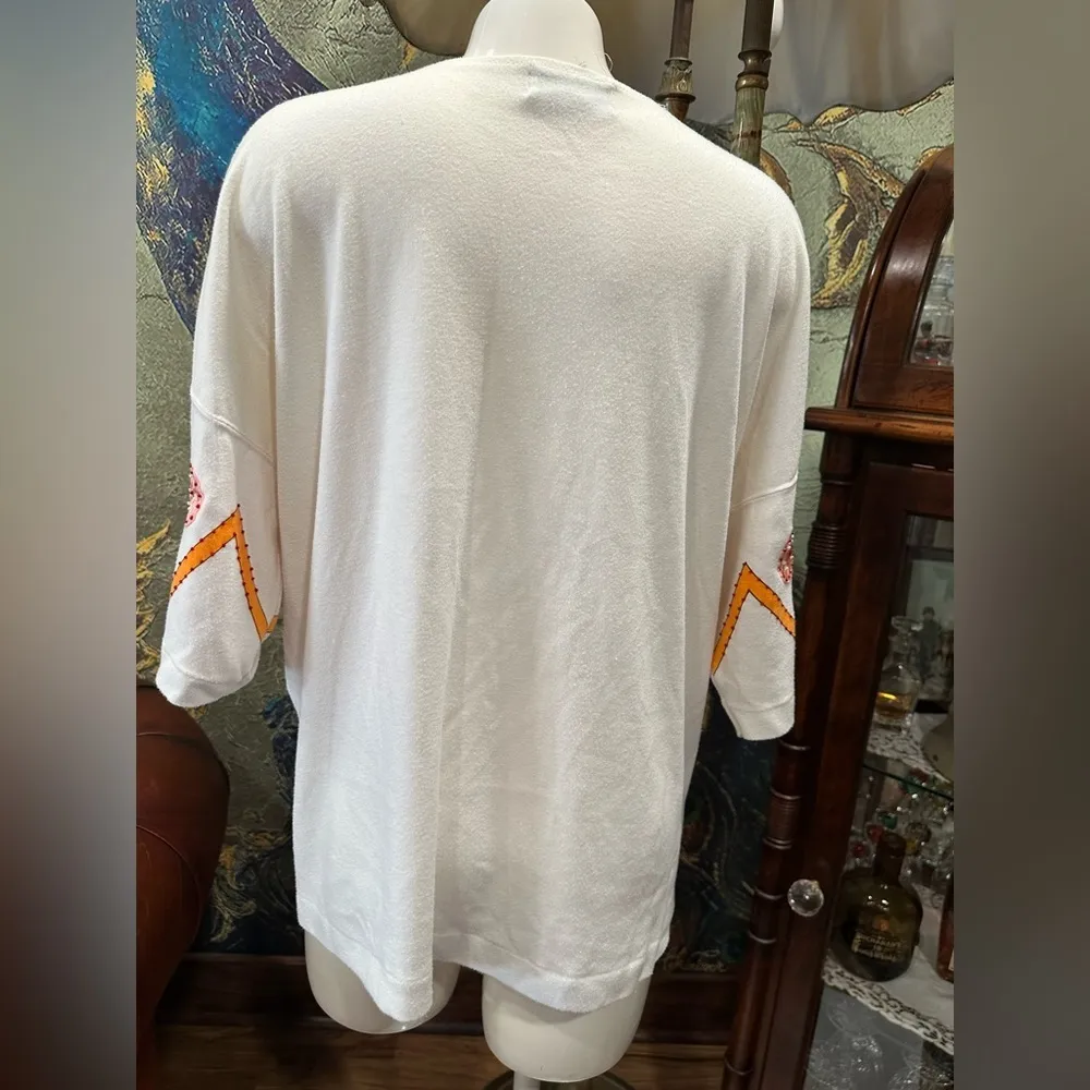 EUC Chelsea Way Shirt Large 90’s Geometric Rhinestones Sun Colorful Vintage White - Image 6