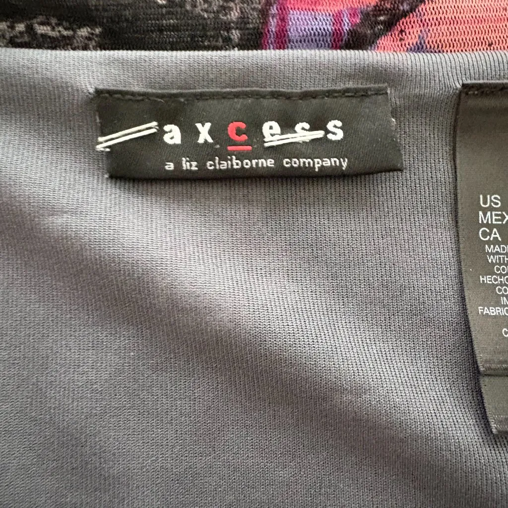 Axcess by Liz Claiborne Floral Abstract Print Short Sleeve Top Size Large EUC - Image 6