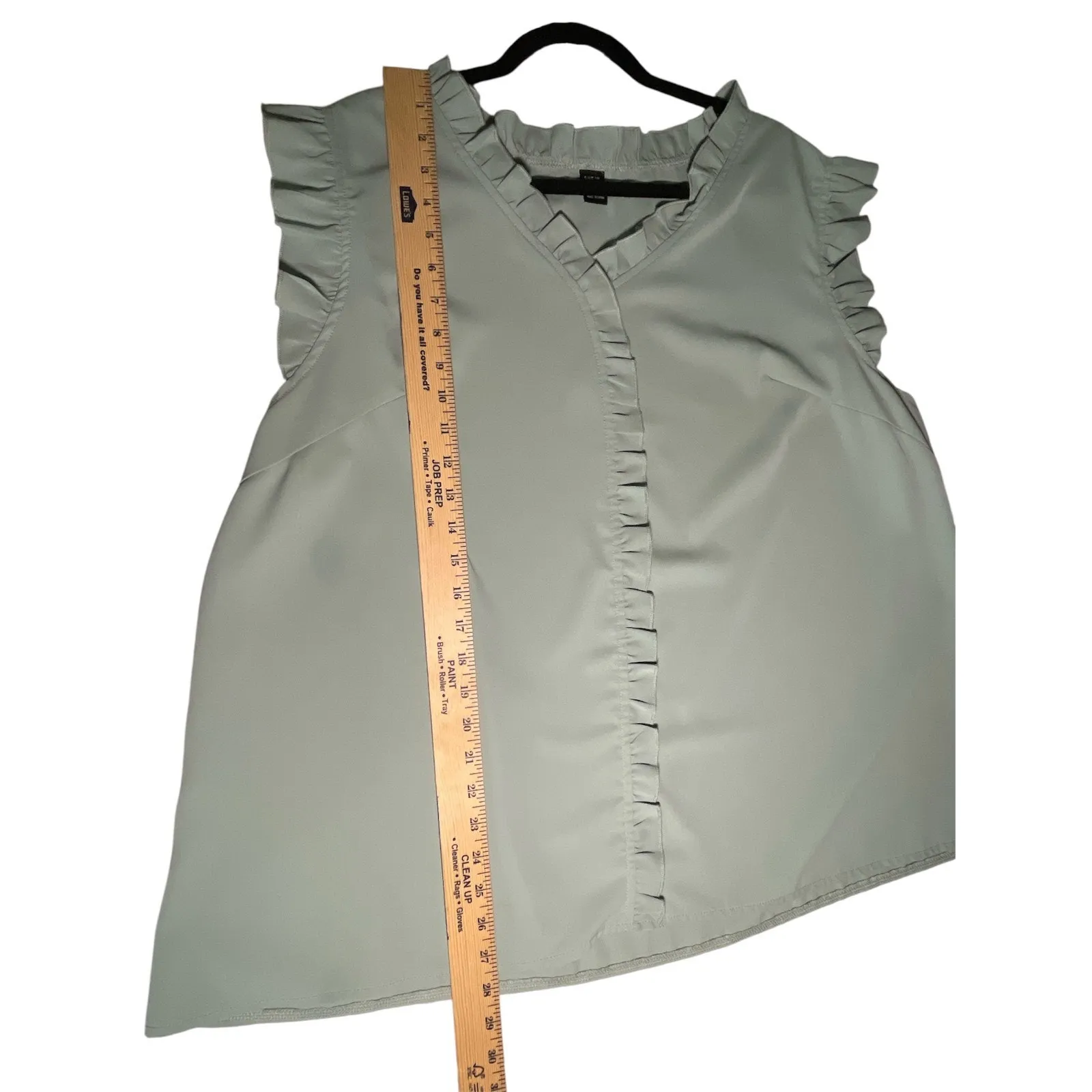 Shein Curve Blouse Womens Plus Size 4XL Sage Green Solid Ruffles - Image 9