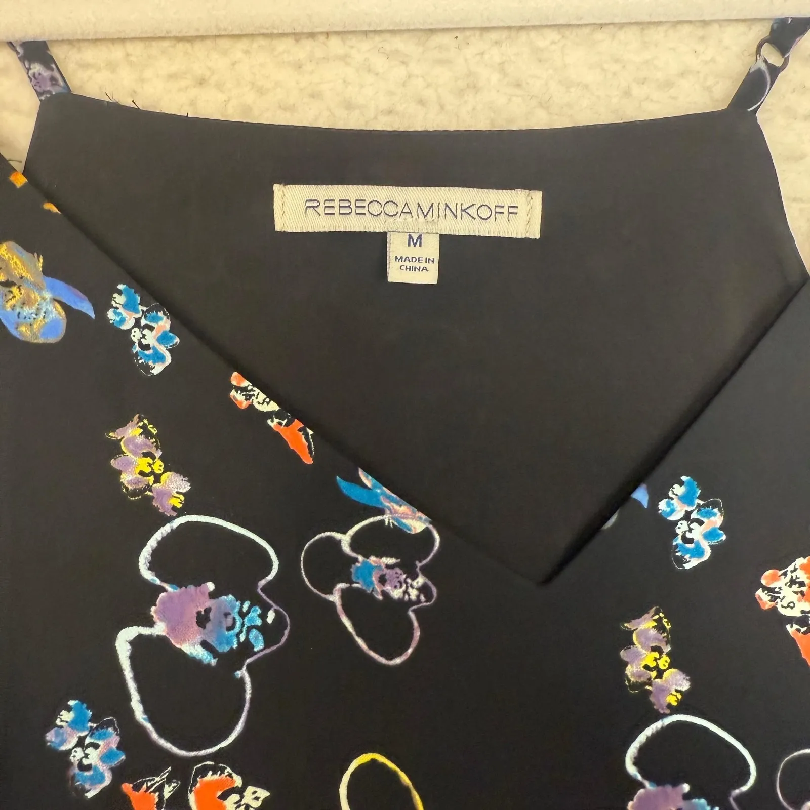 Rebecca Minkoff Camisole Top Womens Medium Black Disney Pleated Hem - Image 4