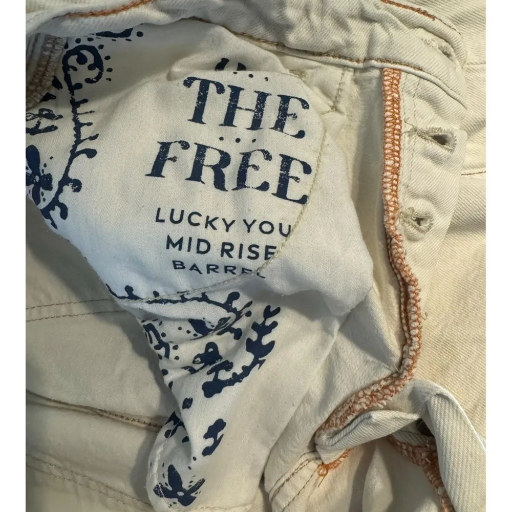 We The Free  x Free People Mid Rise Barrel Pants Denim  White Jeans | Size 27 - Image 15