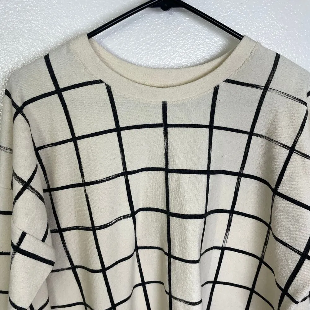 Make It Good Apparel Sweatshirt Pullover Womens M Black Grid Handmade Oregon USA - Image 3