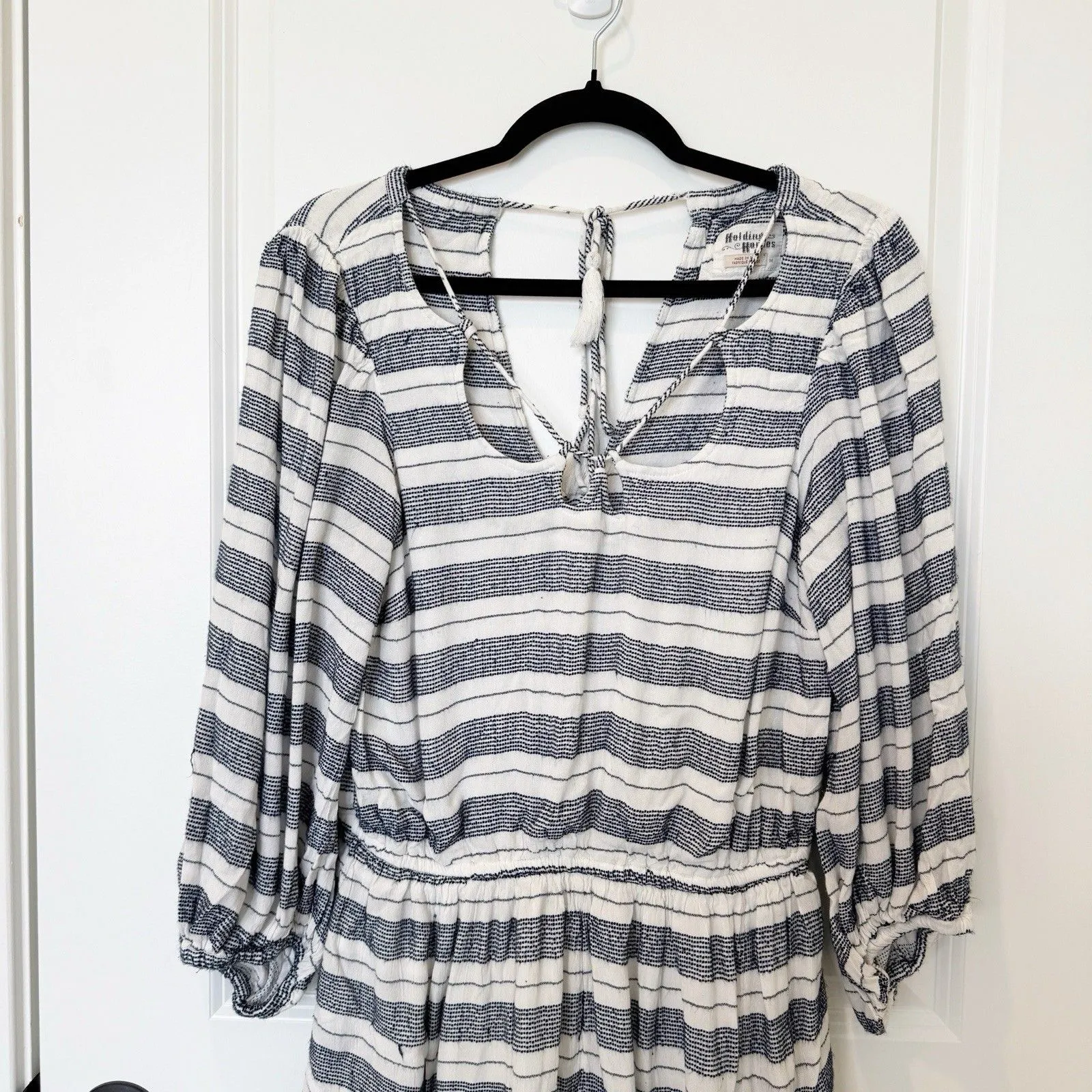 Anthropologie Womens Striped Long Sleeve Romper Sz Medium Coastal Beachy Resort - Image 2