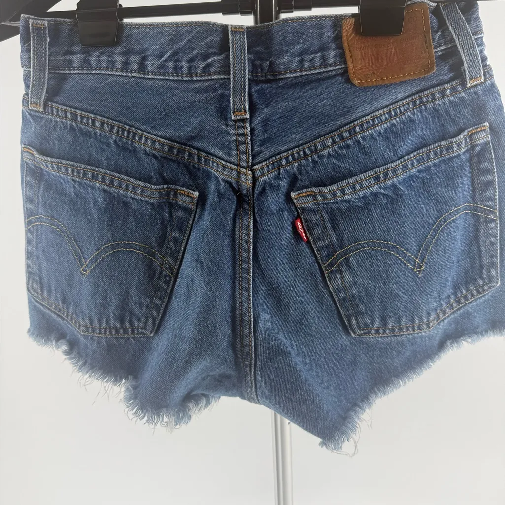 501 Buttonfly Levi's Levi Strauss Denim Blue Jean Shorts Waist Size 25 Button - Image 4