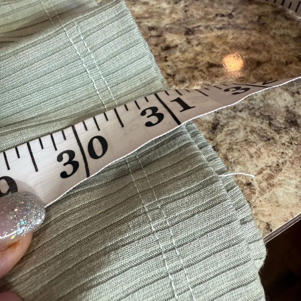 Pastel Green Ribbed Mini Dress Size M - Image 9